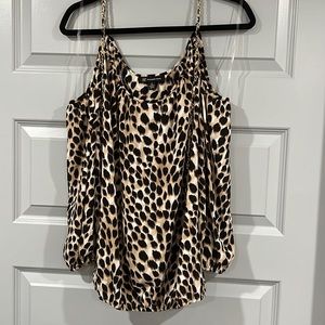 Leopard print cold shoulder top